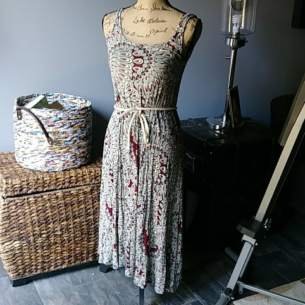 Three Dot Cotton Dress with Rope Belt